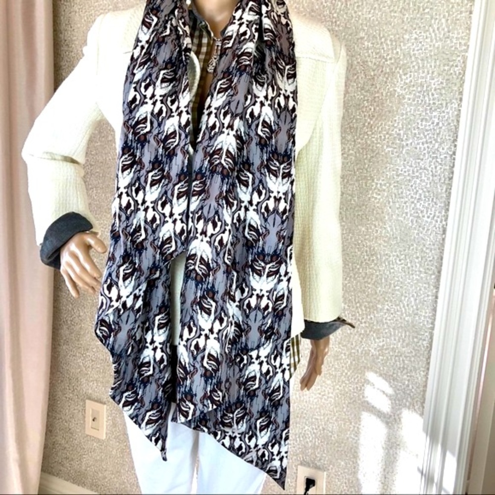 Thomas Wylde gray black print silk scarf